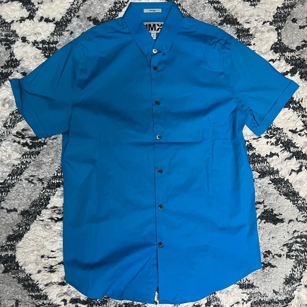 Express Fitted Button Dress Shirt Sky Blue Men's Size M